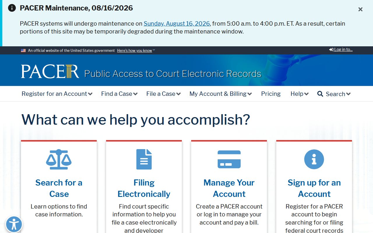 Wyoming County criminal court cases federal PACER boundary