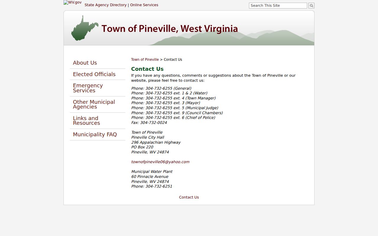 Pineville criminal records municipal contact details