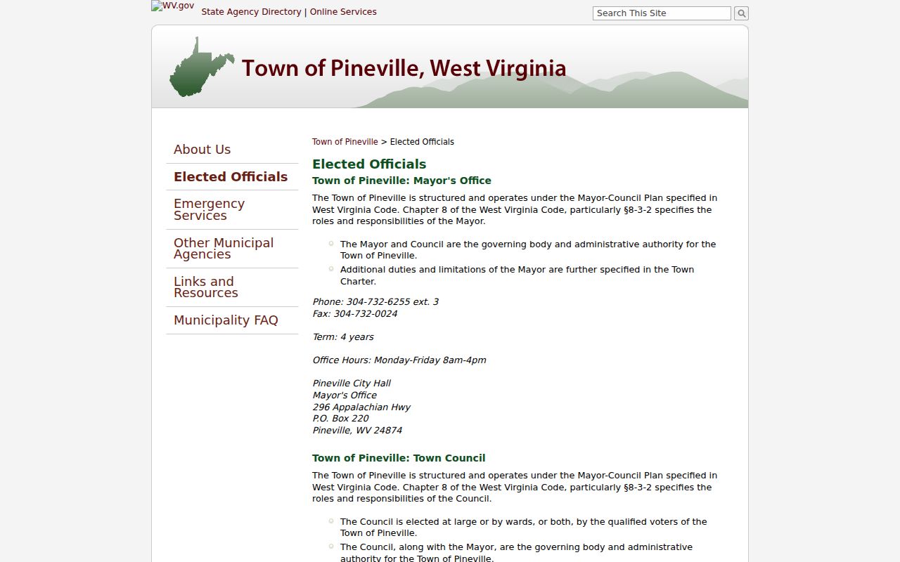 Pineville criminal records officials and office hours